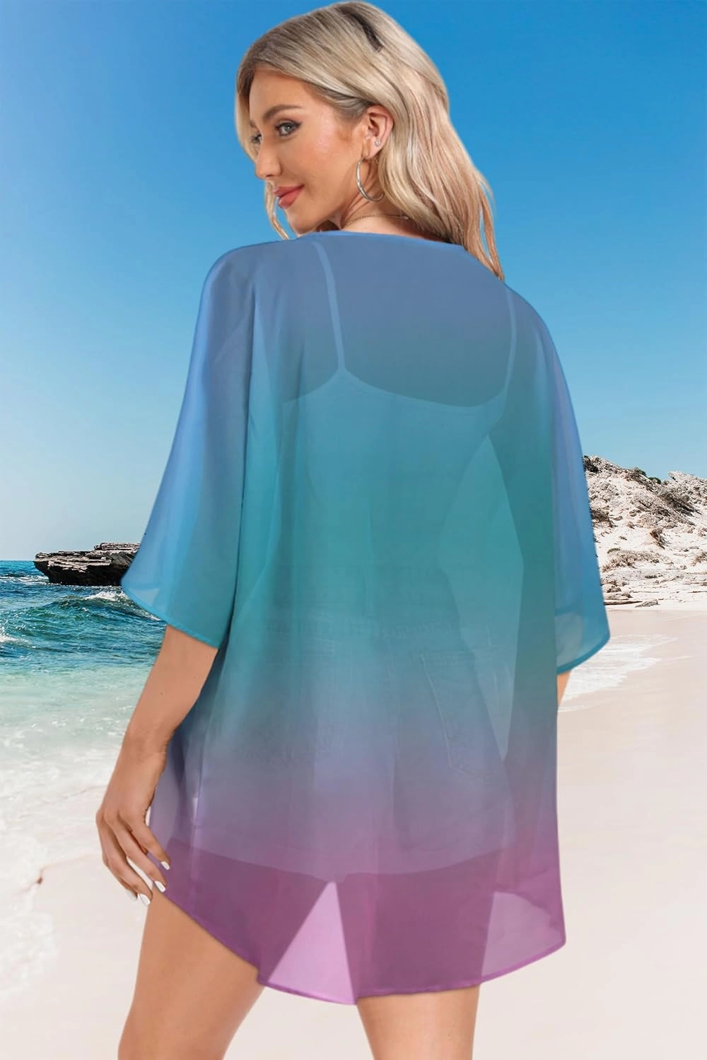 Women Kimono Cardigans Casual Summer Tops Cover up Open Front Floral Print Resort Wear