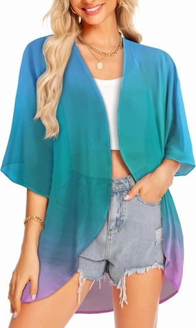 Women Kimono Cardigans Casual Summer Tops Cover up Open Front Floral Print Resort Wear