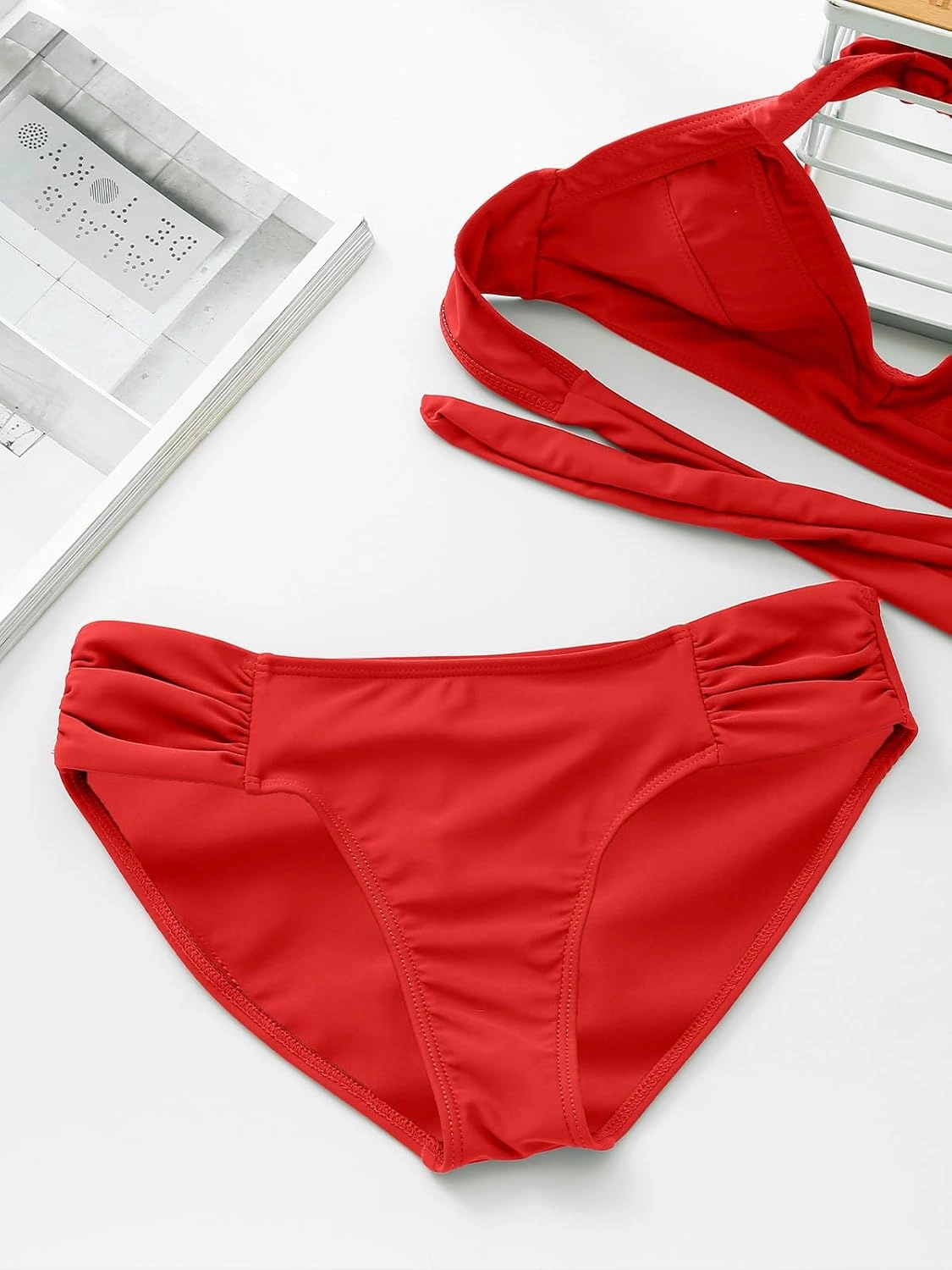 Women Low Rise Bikini Bottoms Full Coverage Ruched Swimsuits Swimwear Bathing Suit Bottom