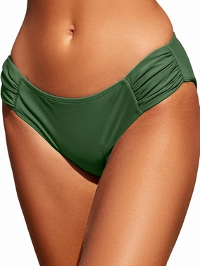 Women Low Rise Bikini Bottoms Full Coverage Ruched Swimsuits Swimwear Bathing Suit Bottom