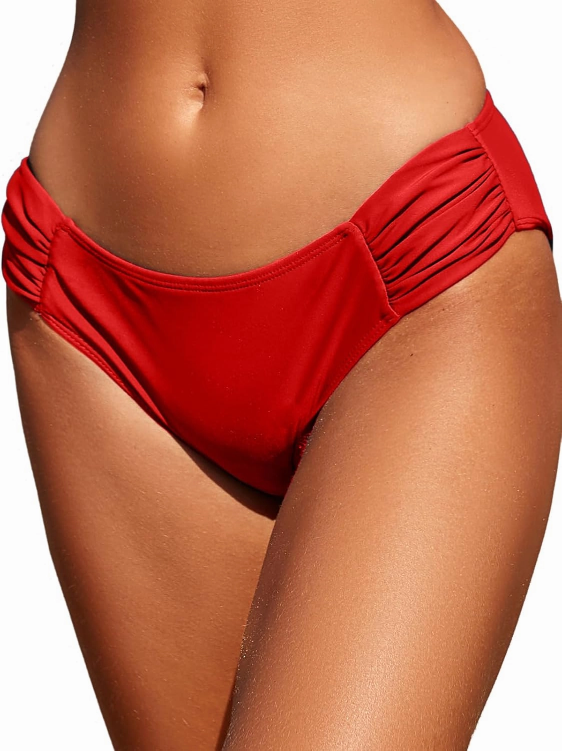Women Low Rise Bikini Bottoms Full Coverage Ruched Swimsuits Swimwear Bathing Suit Bottom