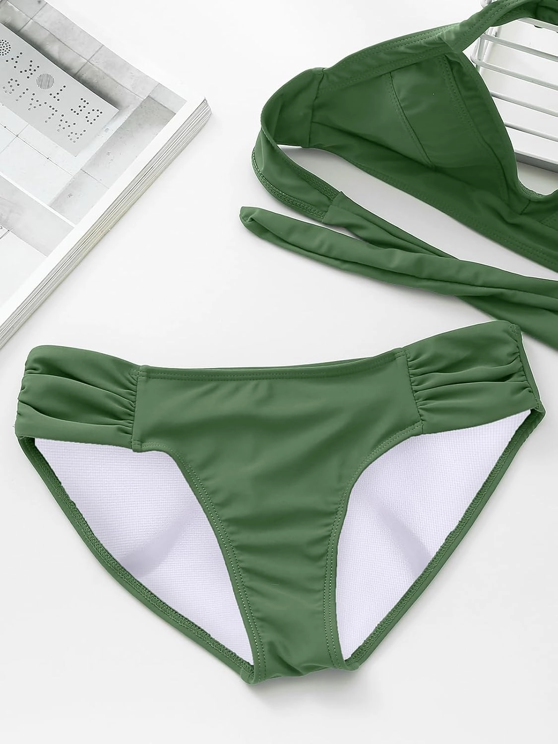 Women Low Rise Bikini Bottoms Full Coverage Ruched Swimsuits Swimwear Bathing Suit Bottom