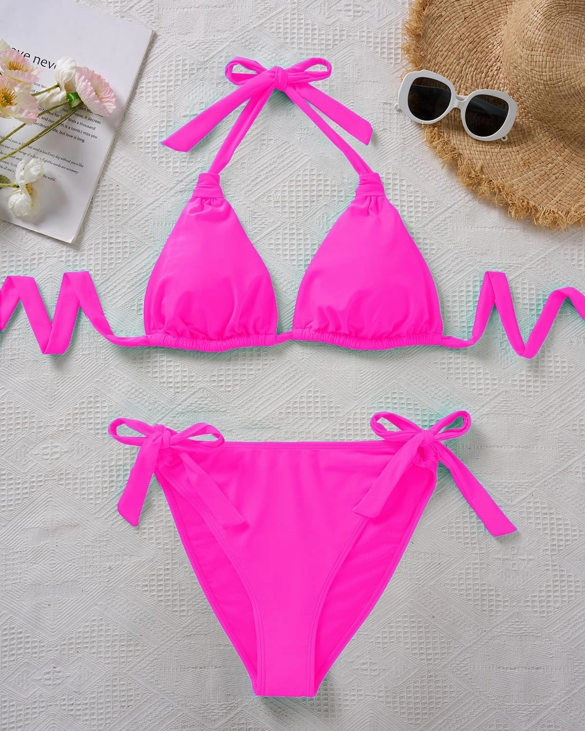Women Plus Size Bikini Set - Two Piece Triangle Swimsuits Halter String Bathing Suit 2025 Tie Swimwear