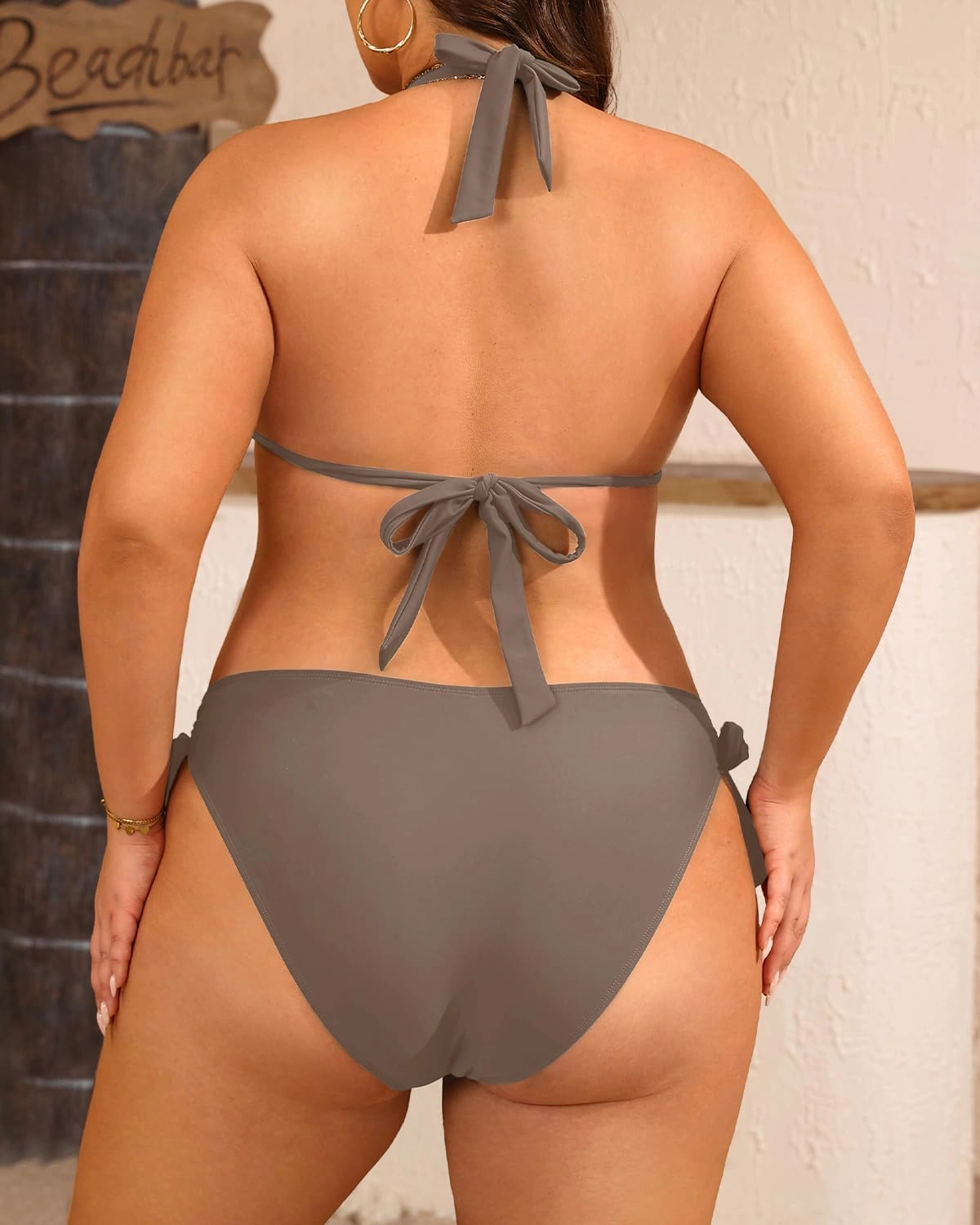 Women Plus Size Bikini Set - Two Piece Triangle Swimsuits Halter String Bathing Suit 2025 Tie Swimwear