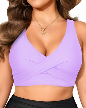 Women Plus Size Bikini Top - Twist Front Swimsuit Top Push Up Full Coverage Bathing Suit 2025 Swim Bra for Large Bust