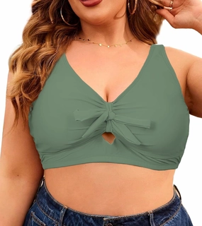 Women Plus Size Bikini Top Push Up Knot Front Bikini Top Only Bathing Suit Tops for Women Large Bust Full Coverage 2025