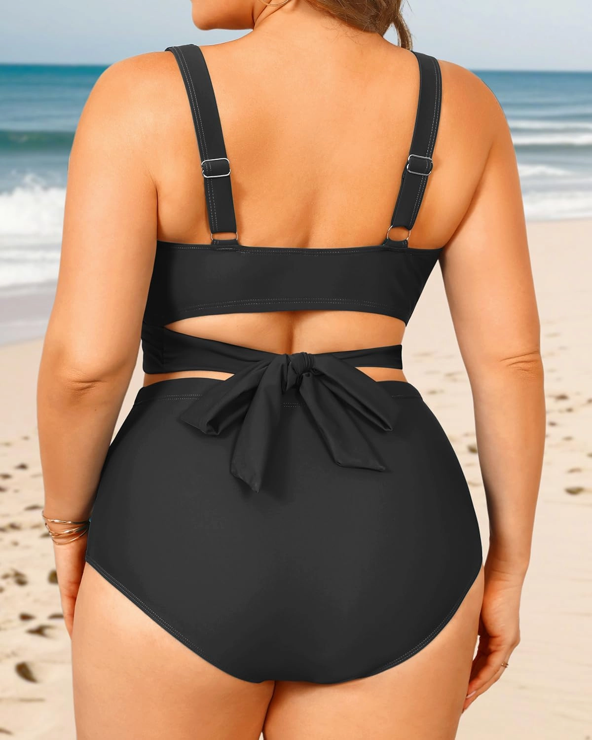 Women Plus Size High Waisted Bikini - Two Piece Swimsuit Tummy Control Bathing Suit Wrap Tie Back 2025 Swimwear