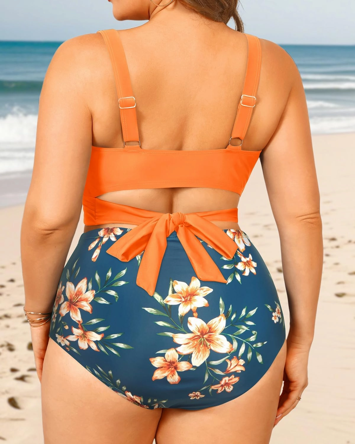 Women Plus Size High Waisted Bikini - Two Piece Swimsuit Tummy Control Bathing Suit Wrap Tie Back 2025 Swimwear