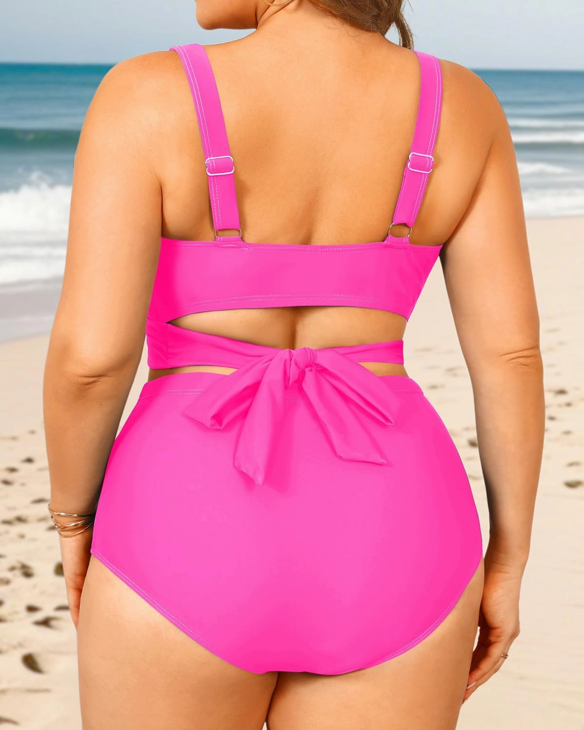 Women Plus Size High Waisted Bikini - Two Piece Swimsuit Tummy Control Bathing Suit Wrap Tie Back 2025 Swimwear