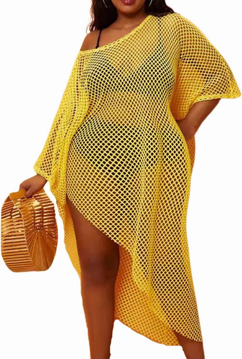 Women Plus Size Swimsuit Cover Up - Bathing Suit Bikini Crochet Swim Cover Up Plus Size Swim Beach Dress