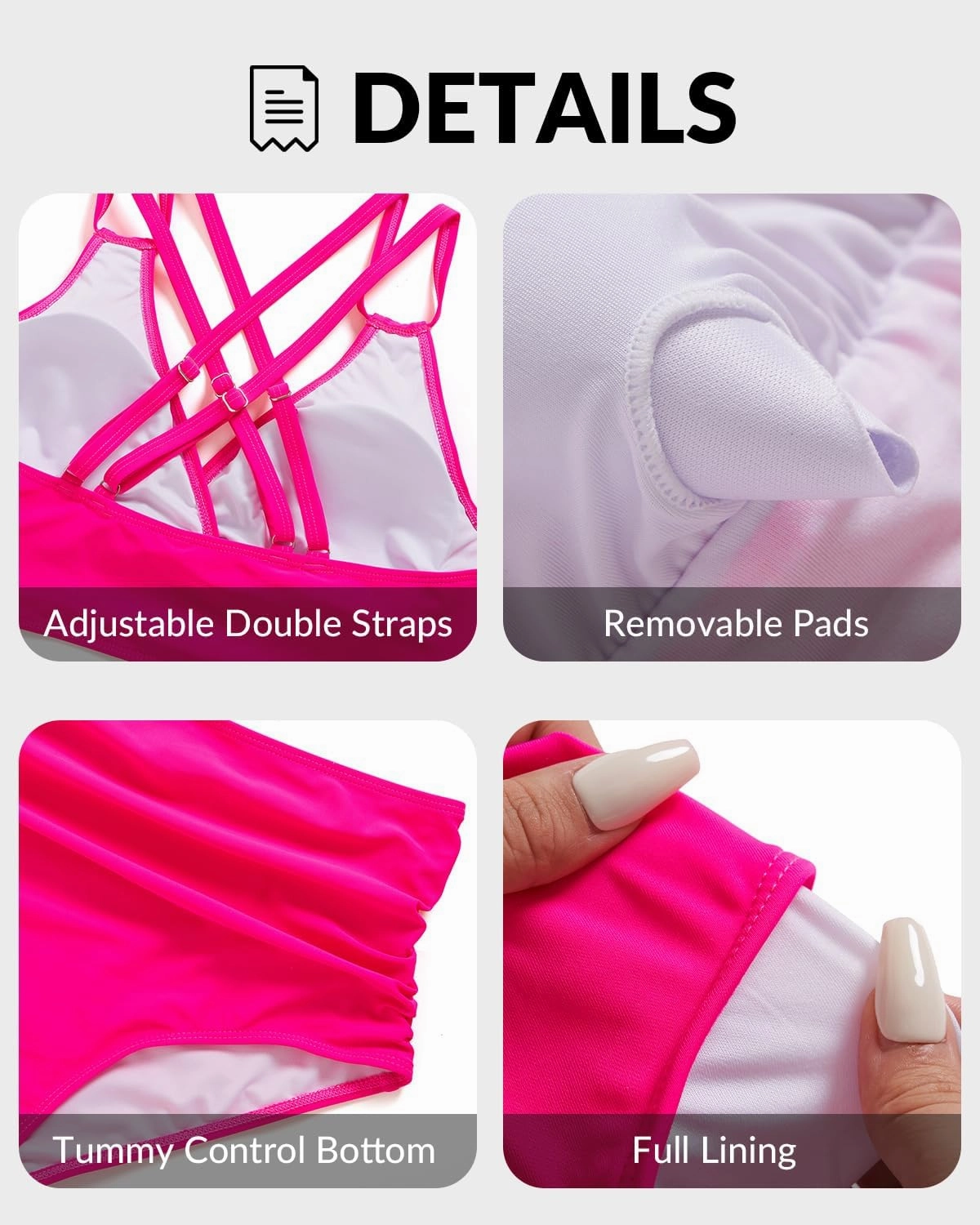 Women Plus Size Two Piece Swimsuit - High Waisted Bikini with Double Straps Tummy Control Bathing Suit 2025 Swimwear