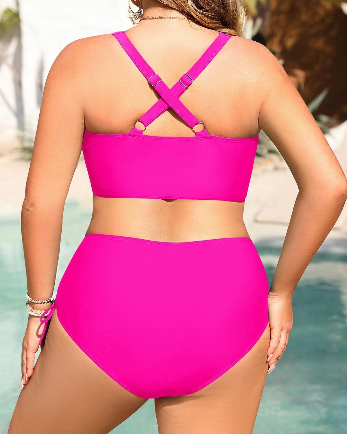 Women Plus Size Two Piece Swimsuit - Tummy Control Bikini Sexy Lace Up Bathing Suits Cutout Swimwear 2025