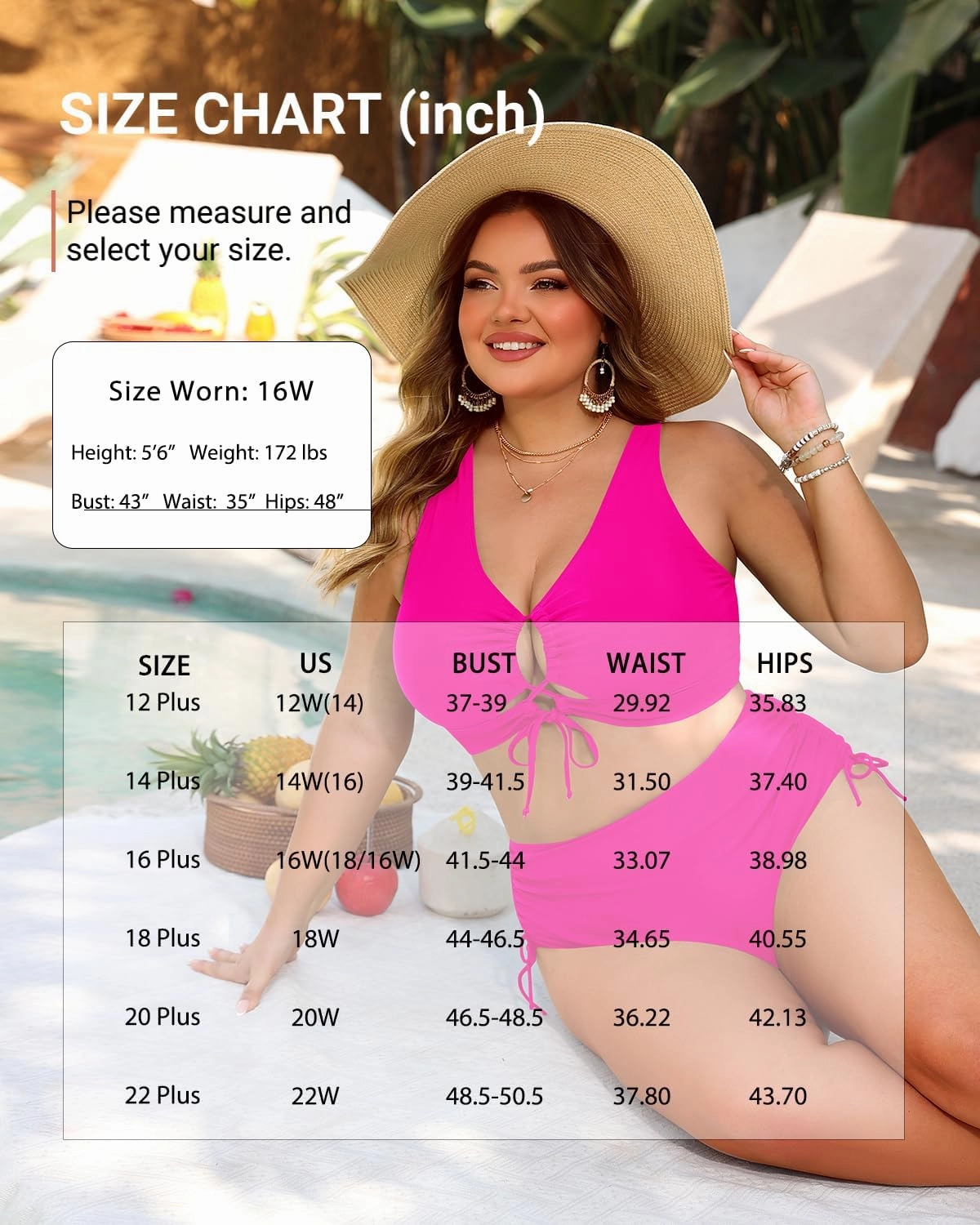 Women Plus Size Two Piece Swimsuit - Tummy Control Bikini Sexy Lace Up Bathing Suits Cutout Swimwear 2025