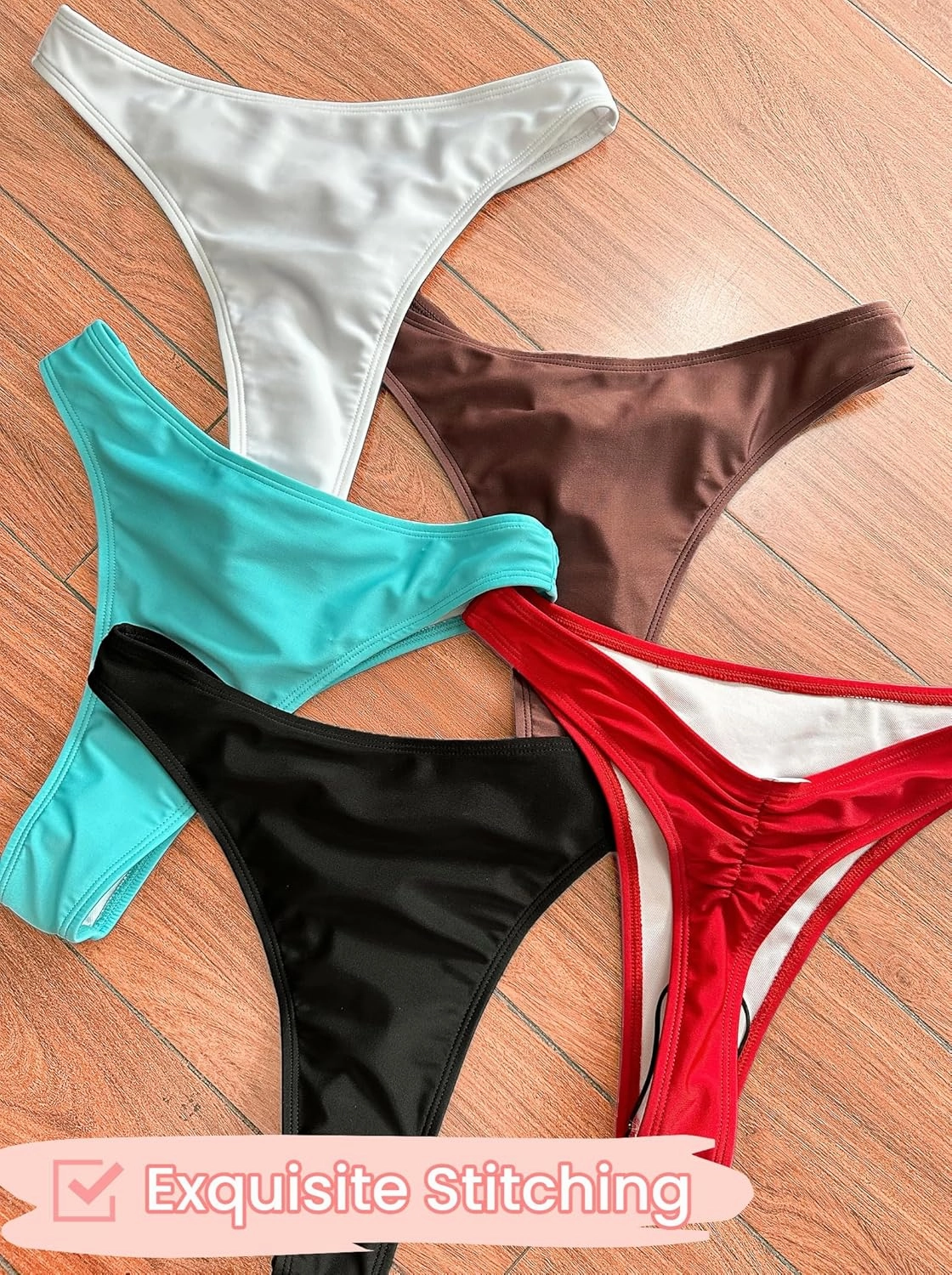 Women Ruched Back Cheeky Bikini Bottom Brazilian Sexy High Cut Swim Bottom High Rise Bathing Suit Bottom