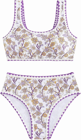 Women's 2 Piece Floral Print Bikini Set Y2K Tankini Set Boho High Waist Swimsuit Full Coverage Bathing Suit Beachwear