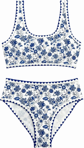 Women's 2 Piece Floral Print Bikini Set Y2K Tankini Set Boho High Waist Swimsuit Full Coverage Bathing Suit Beachwear