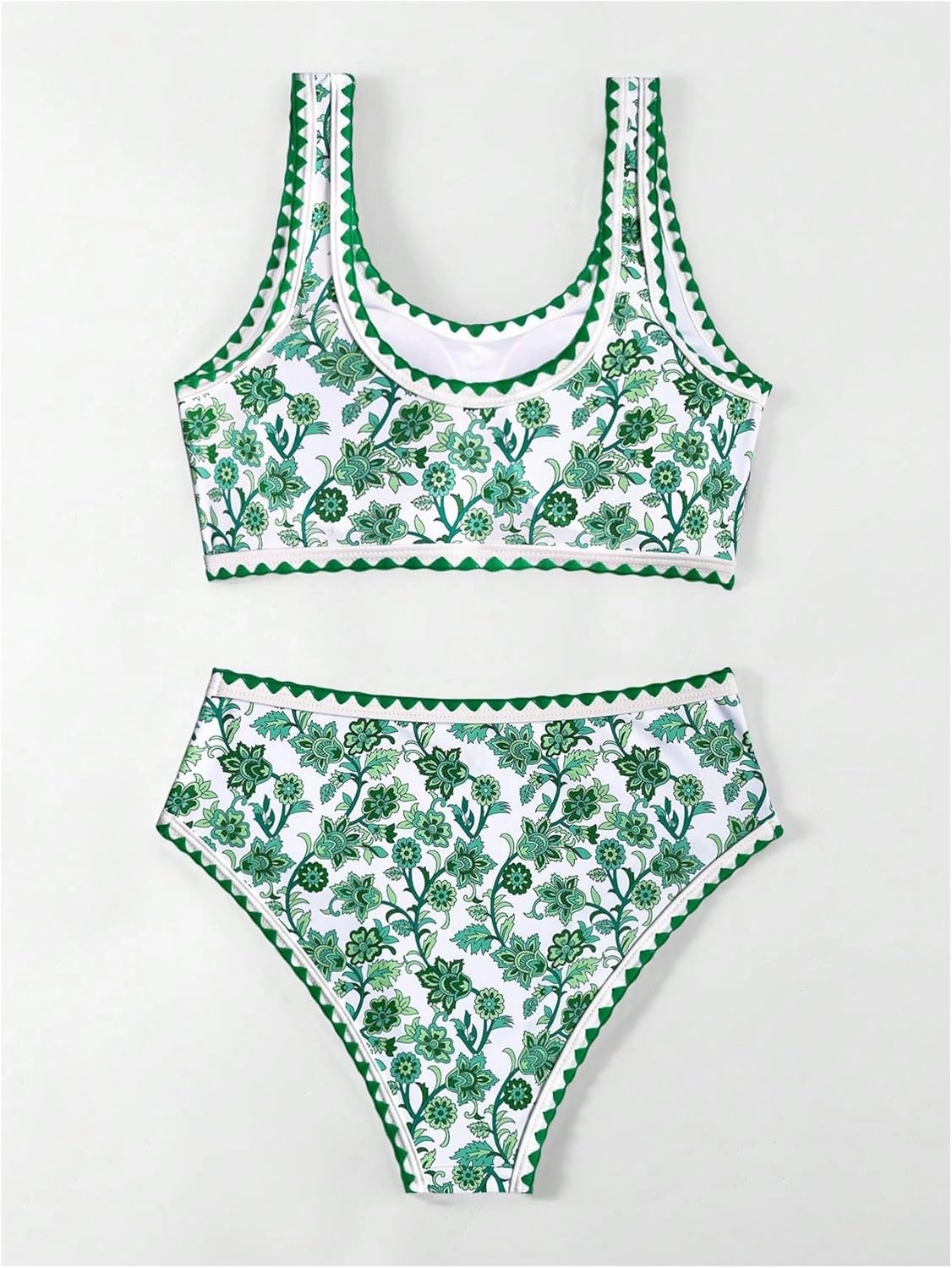 Women's 2 Piece Floral Print Bikini Set Y2K Tankini Set Boho High Waist Swimsuit Full Coverage Bathing Suit Beachwear