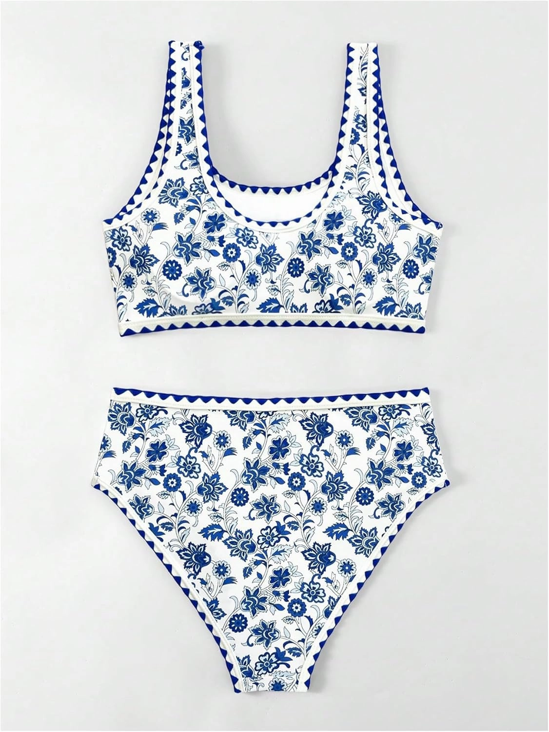 Women's 2 Piece Floral Print Bikini Set Y2K Tankini Set Boho High Waist Swimsuit Full Coverage Bathing Suit Beachwear