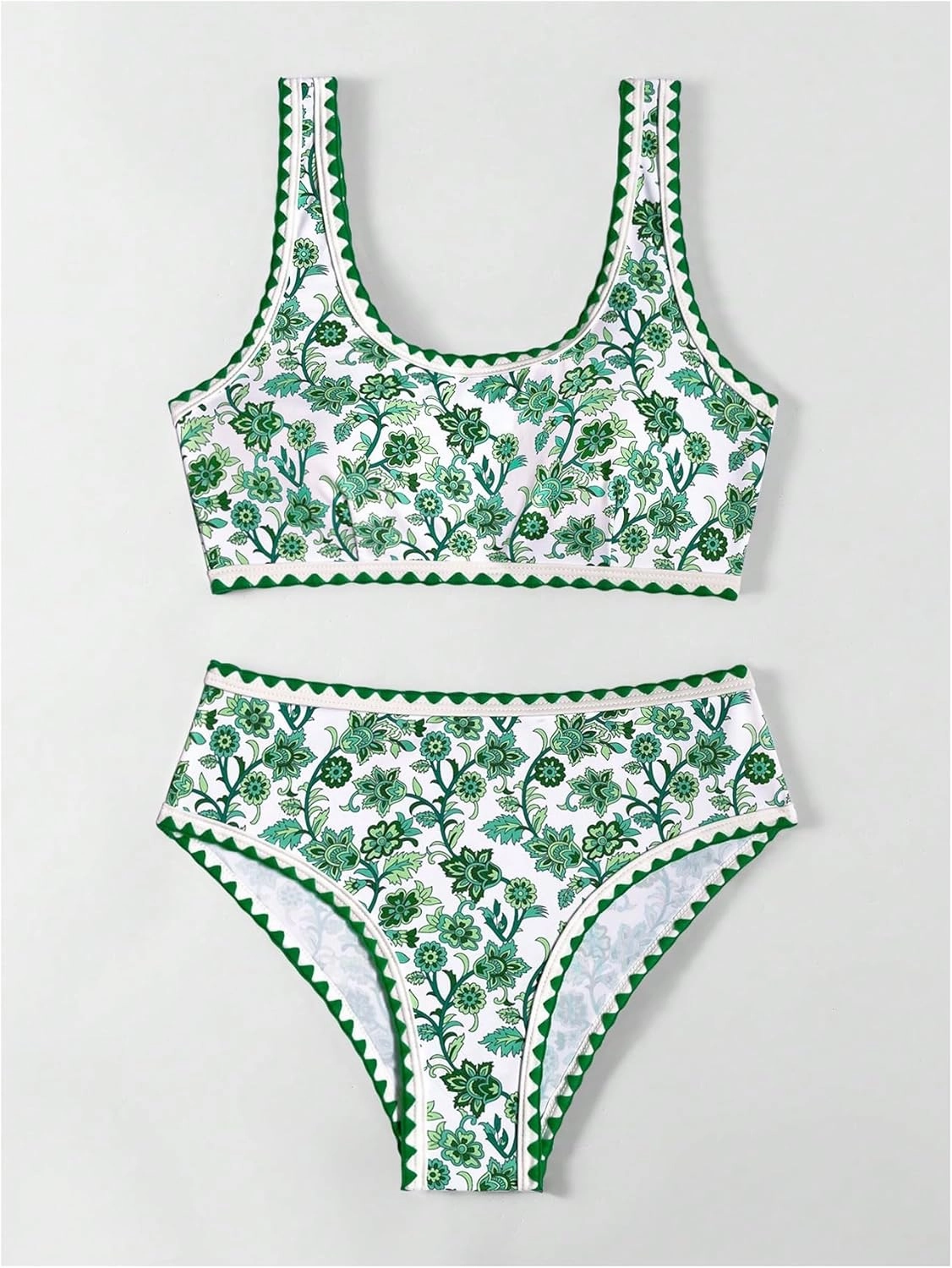 Women's 2 Piece Floral Print Bikini Set Y2K Tankini Set Boho High Waist Swimsuit Full Coverage Bathing Suit Beachwear