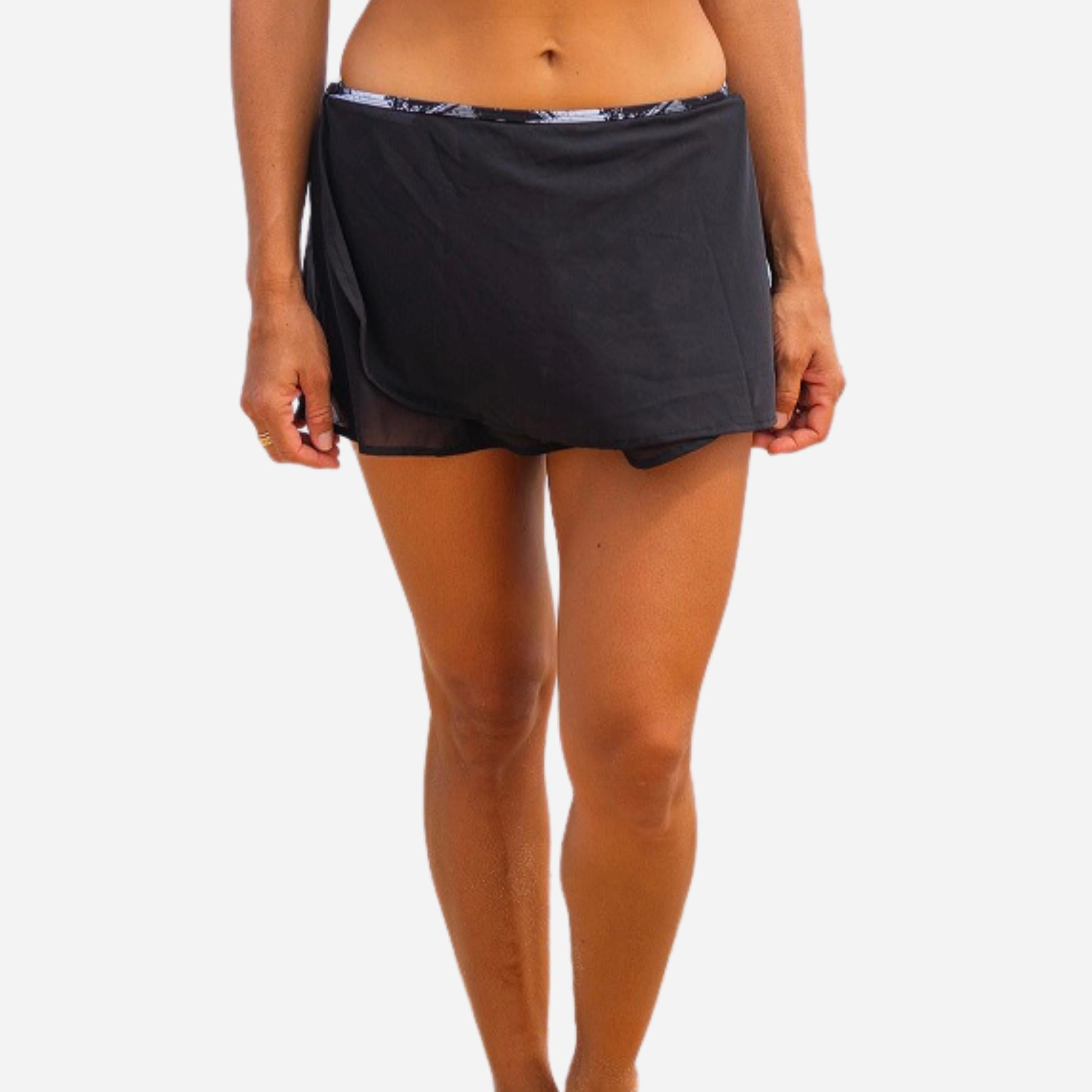 Women's 2in1 Bikini Bottom With Snap On Mesh Skirt