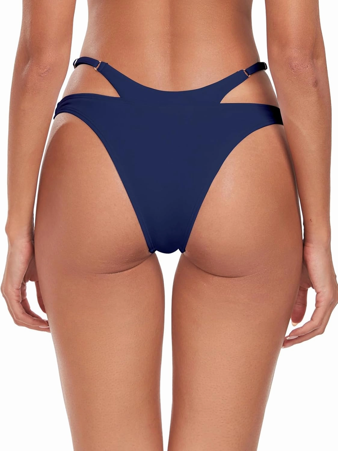Women's Adjustable Swim Bottoms High Cut Low Waisted Bikini Bottoms Cheeky Bathing Suit Bottoms