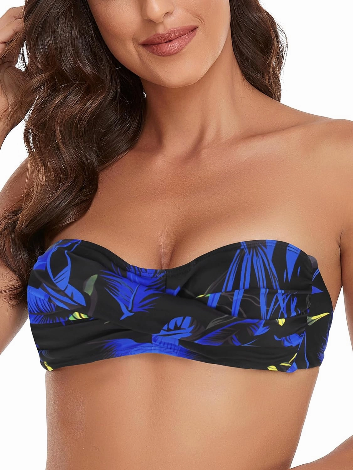 Women's Bandeau Bikini Top Strapless Tie Back Bathing Suit Top