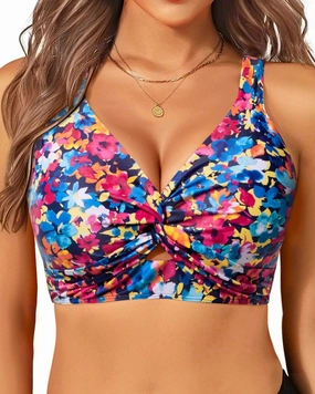 Women's Bikini Top - Supportive Swimsuit for Large Bust - 2025 Cut Out Twist Swim Top