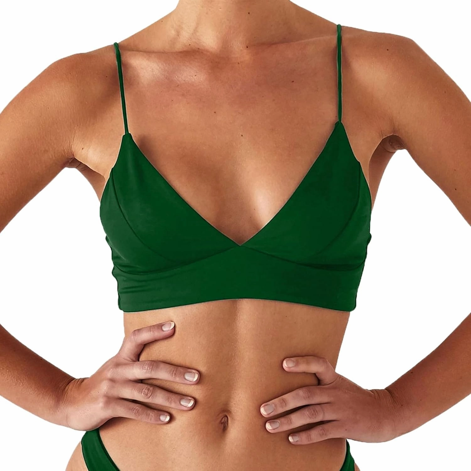 Women's Bikini Top Soild Color Push Up V Neck Bathing Suit Swimsuit Top
