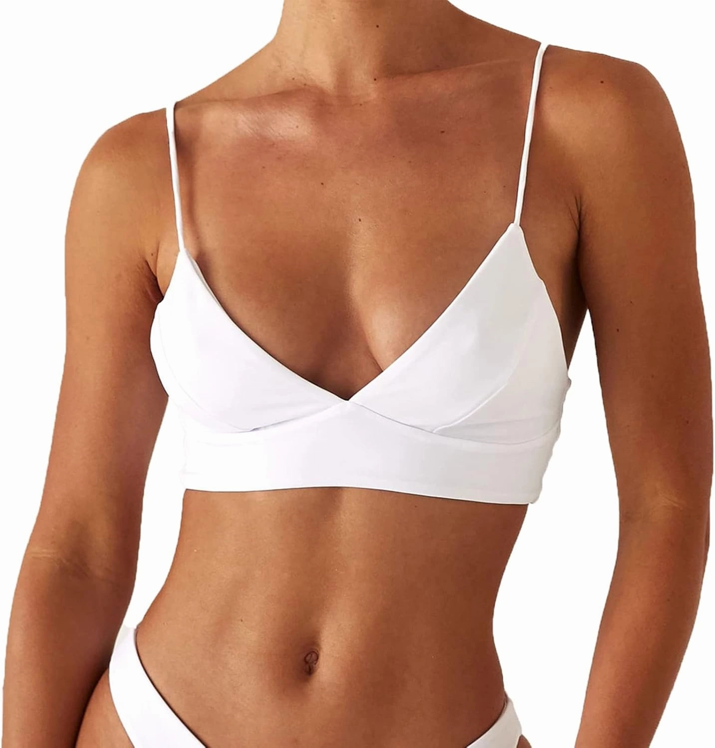 Women's Bikini Top Soild Color Push Up V Neck Bathing Suit Swimsuit Top