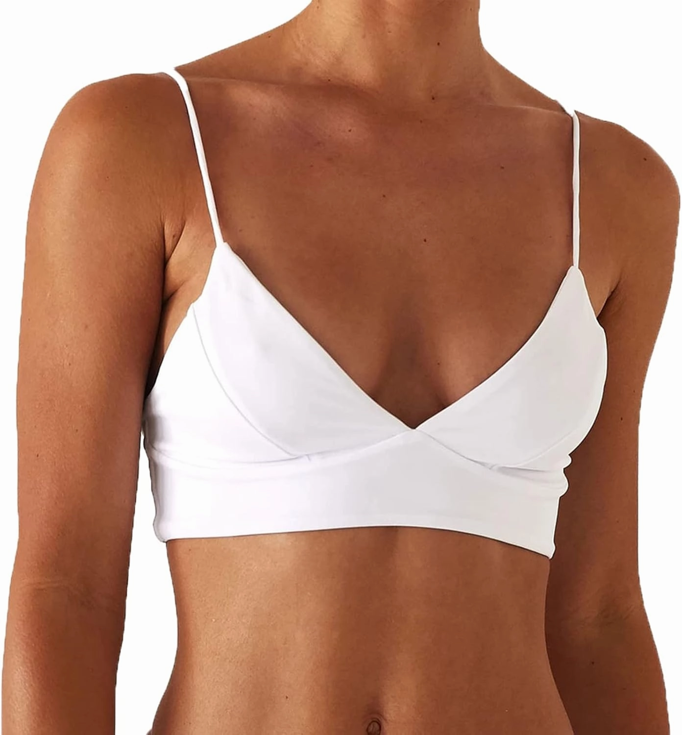 Women's Bikini Top Soild Color Push Up V Neck Bathing Suit Swimsuit Top