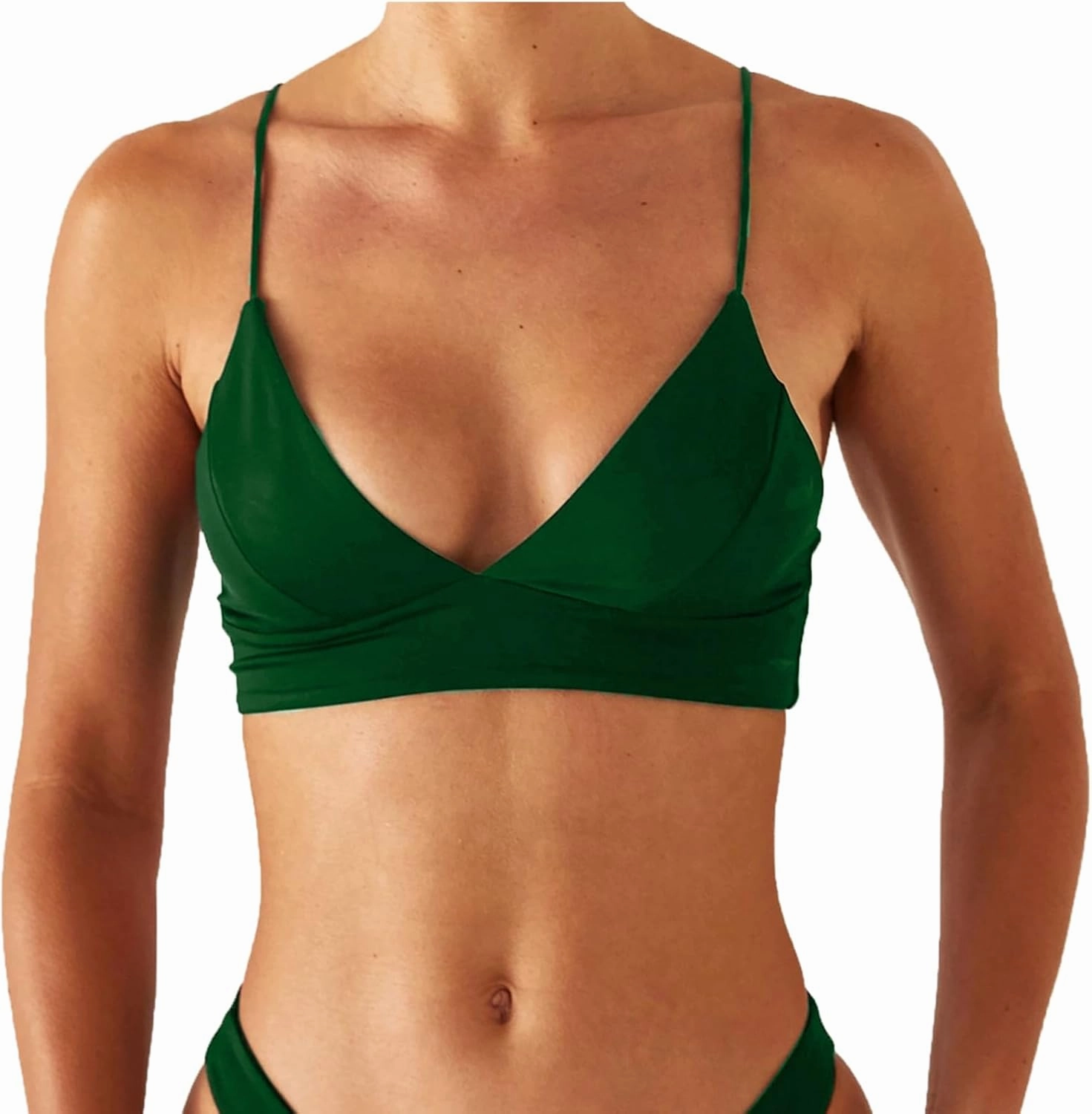 Women's Bikini Top Soild Color Push Up V Neck Bathing Suit Swimsuit Top