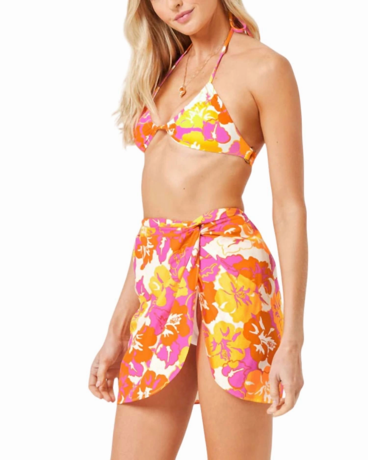 Women's Capri Sarong Coverup Skirt In Bliss & Blossom Floral Print