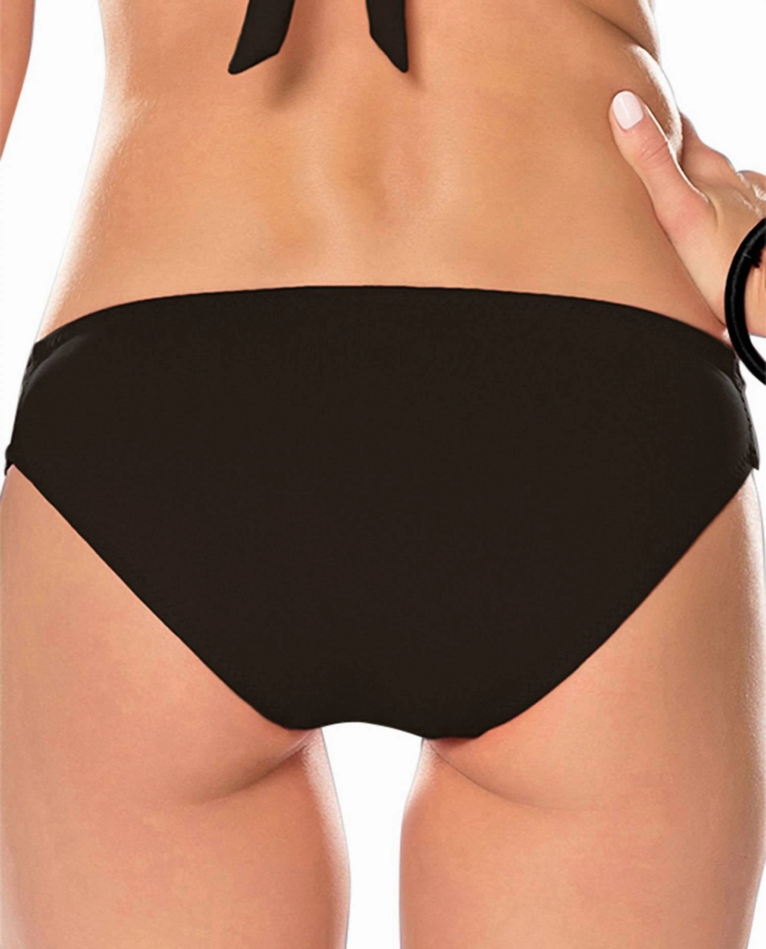 Women's Electric Current Solid Macrame Hipster Bikini Bottom In Black