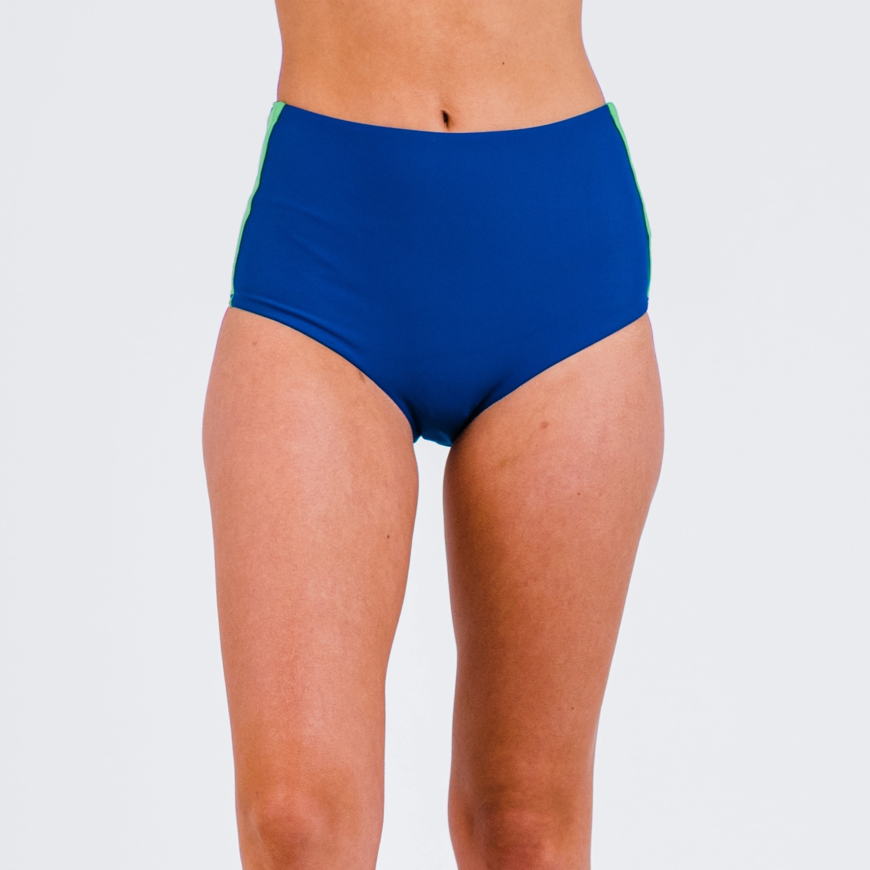 Women's Full Coverage Color Block High-waisted Bikini Bottom