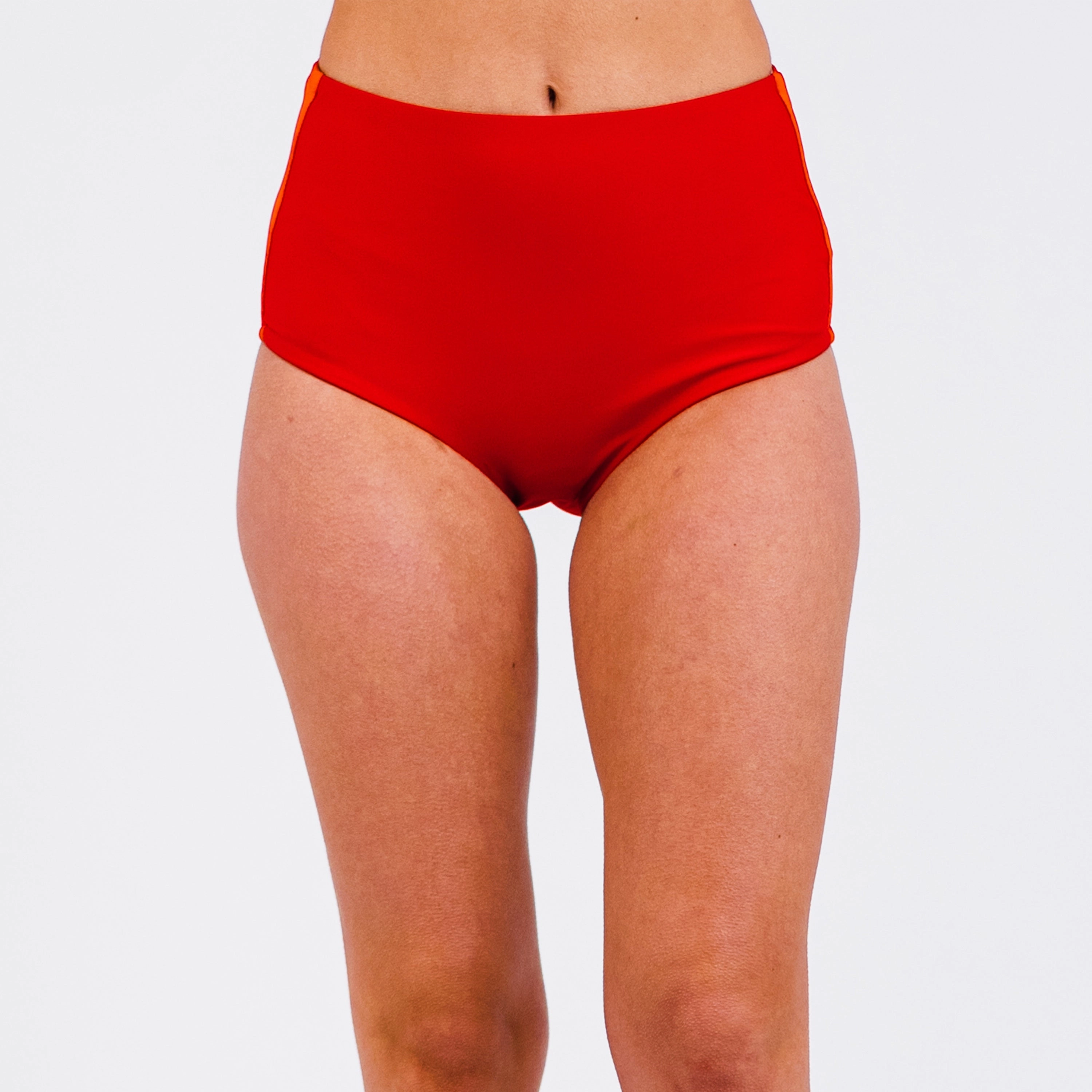 Women's Full Coverage Color Block High-waisted Bikini Bottom