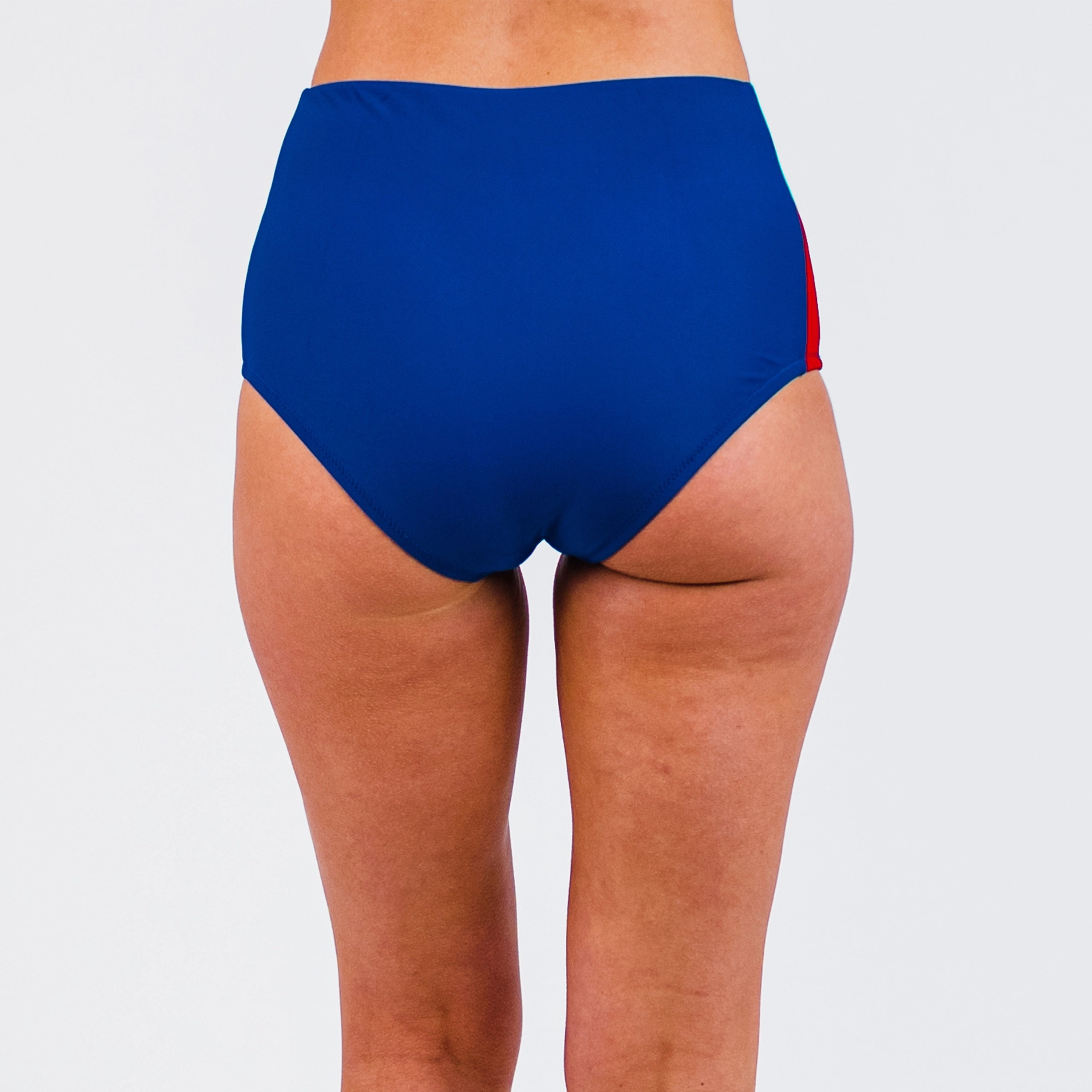 Women's Full Coverage Color Block High-waisted Bikini Bottom