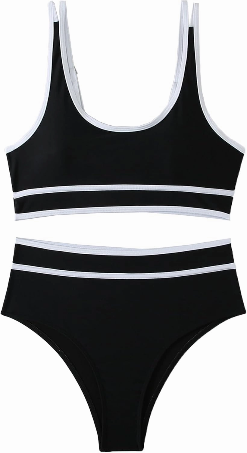 Women's High Waist Bikini Sets Color Block Swimsuits Bathing Suits