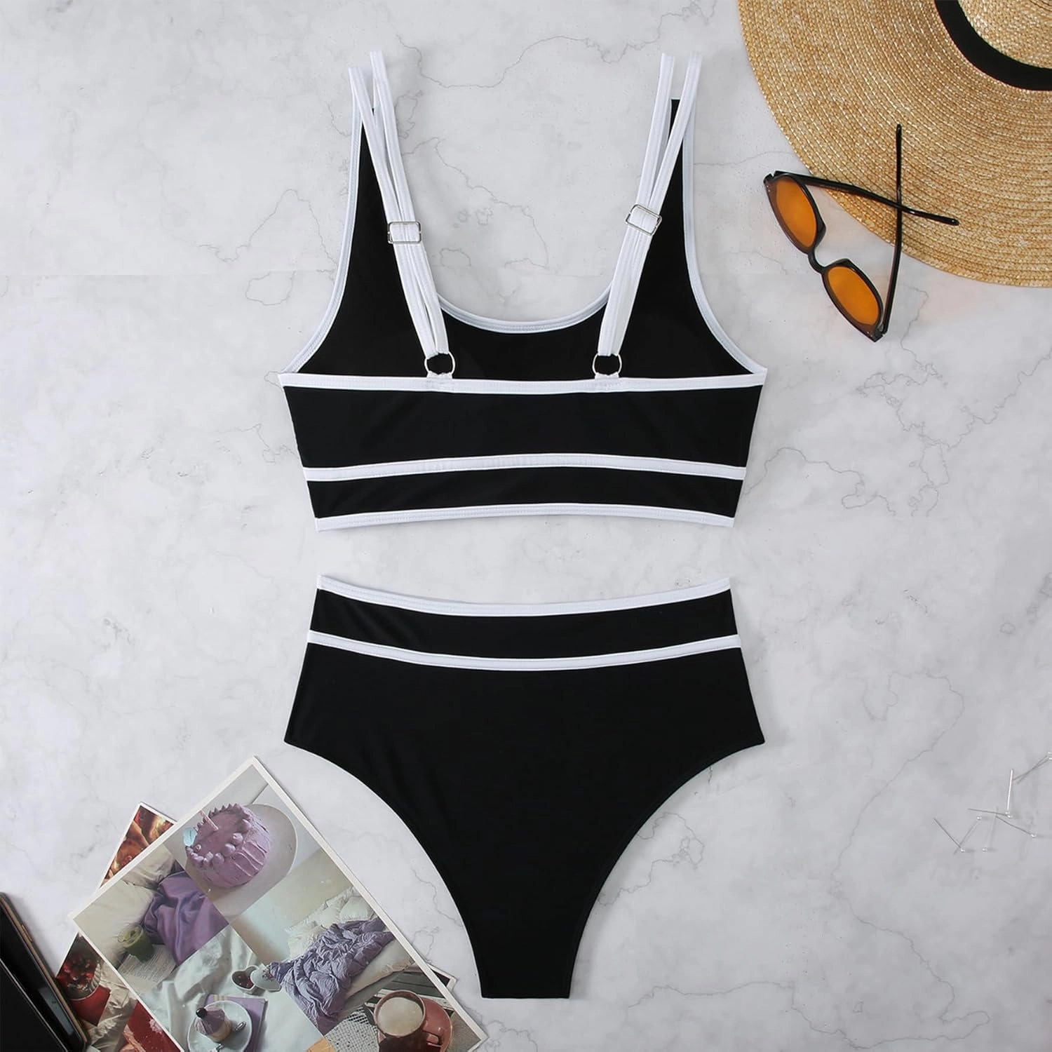 Women's High Waist Bikini Sets Color Block Swimsuits Bathing Suits