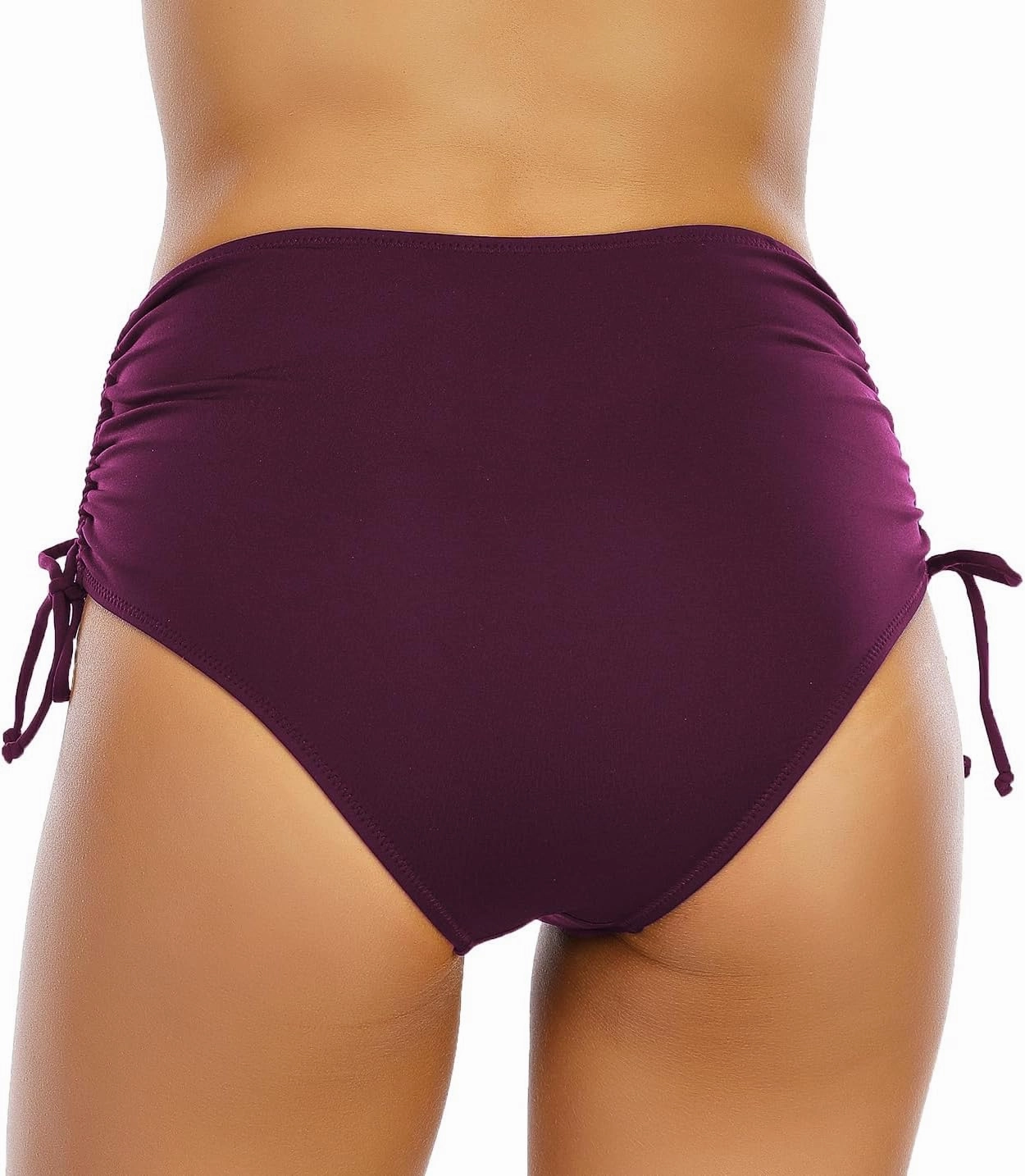 Women's High Waisted Bikini Bottoms Full Coverage Swim Bottom Tummy Control Side Tie Swimsuit Bathing Suit Bottoms