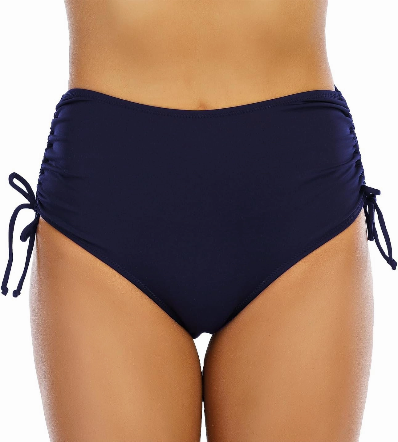 Women's High Waisted Bikini Bottoms Full Coverage Swim Bottom Tummy Control Side Tie Swimsuit Bathing Suit Bottoms