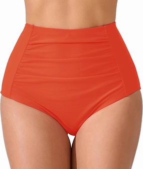Women's High Waisted Bikini Bottoms Ruched Swim Bottoms Full Coverage Tankini Swimsuits Bottoms