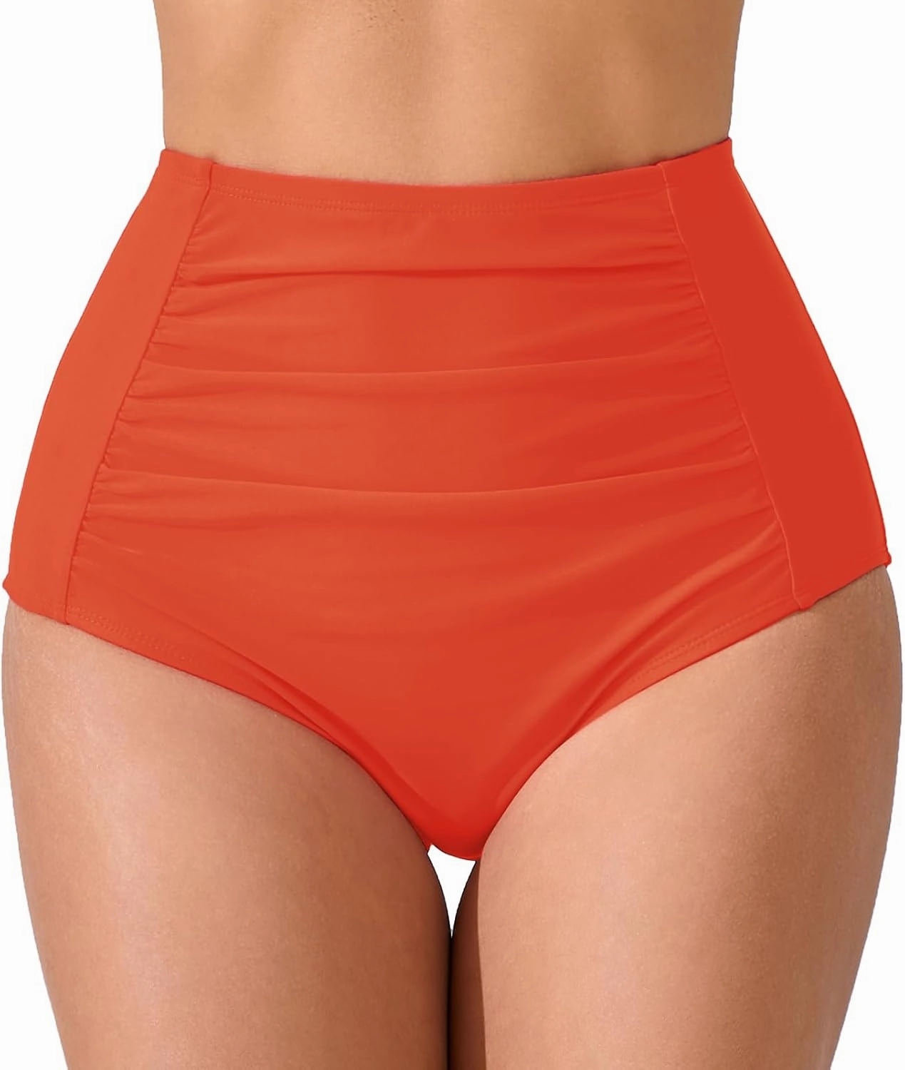Women's High Waisted Bikini Bottoms Ruched Swim Bottoms Full Coverage Tankini Swimsuits Bottoms