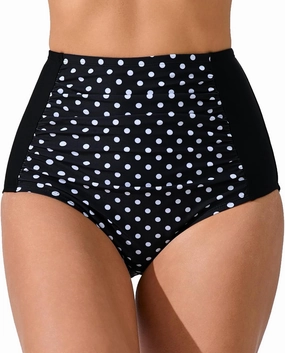 Women's High Waisted Bikini Bottoms Ruched Swim Bottoms Full Coverage Tankini Swimsuits Bottoms