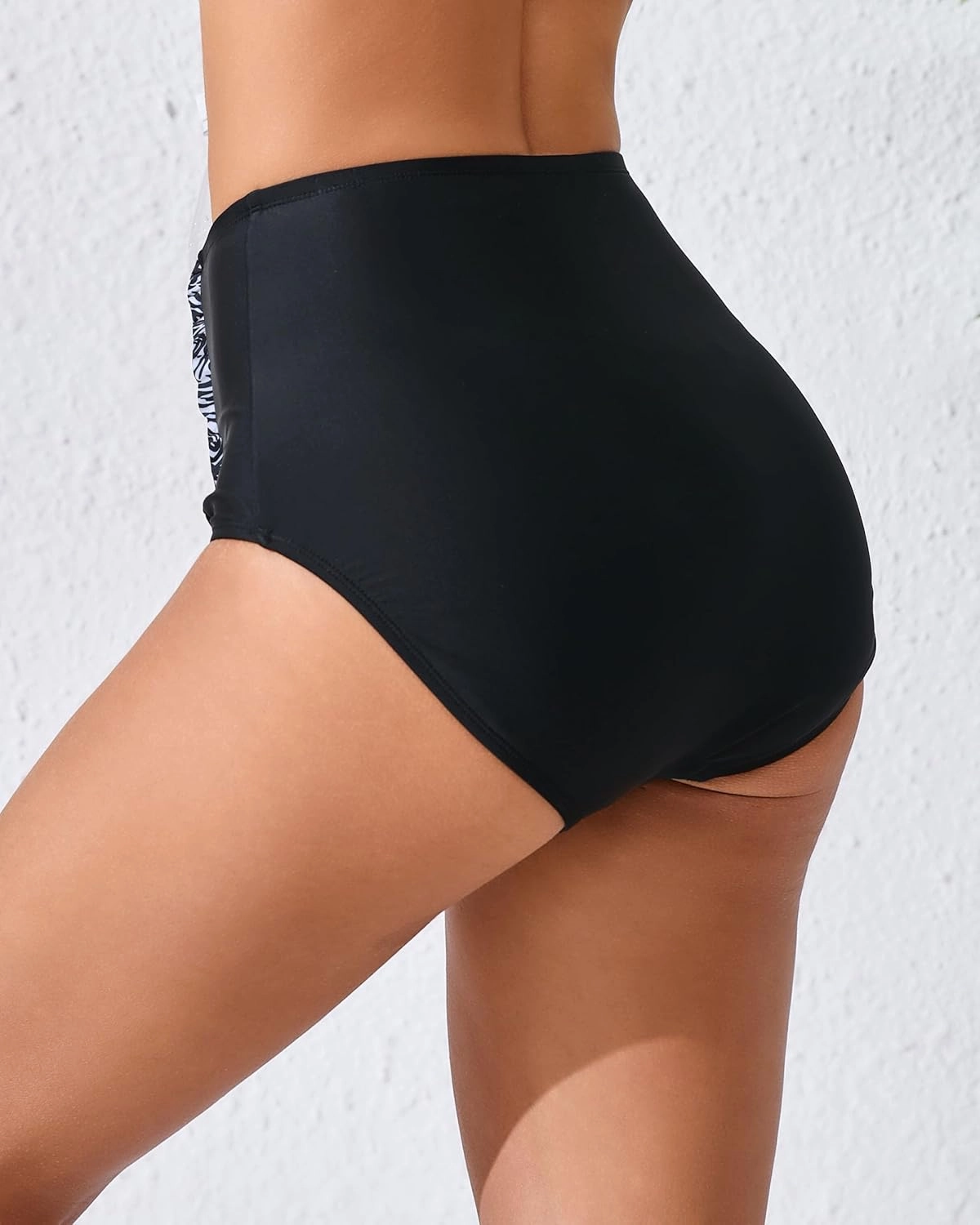 Women's High Waisted Bikini Bottoms Ruched Swim Bottoms Full Coverage Tankini Swimsuits Bottoms