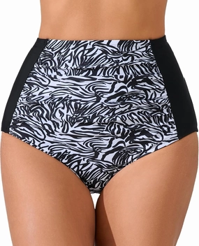 Women's High Waisted Bikini Bottoms Ruched Swim Bottoms Full Coverage Tankini Swimsuits Bottoms