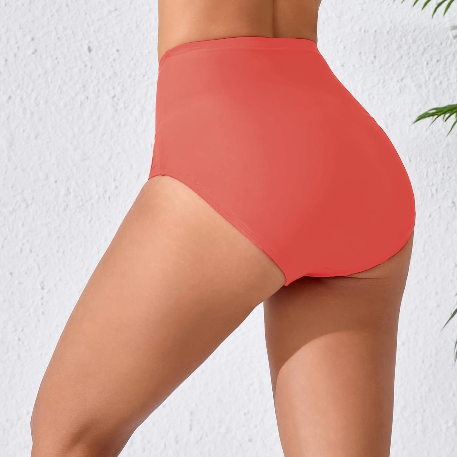 Women's High Waisted Bikini Bottoms Ruched Swim Bottoms Full Coverage Tankini Swimsuits Bottoms