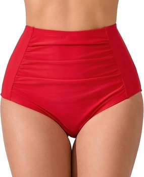 Women's High Waisted Bikini Bottoms Ruched Swim Bottoms Full Coverage Tankini Swimsuits Bottoms