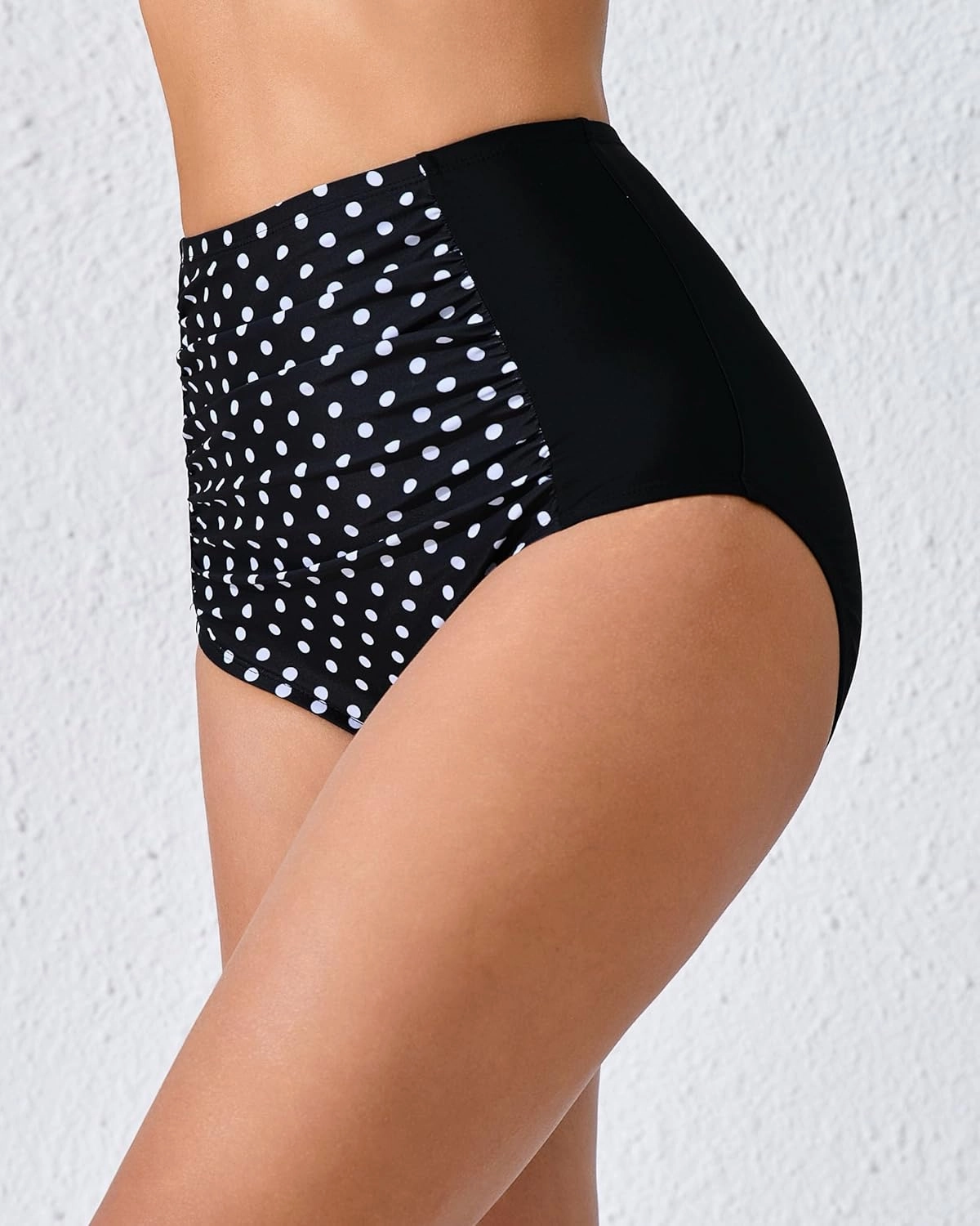 Women's High Waisted Bikini Bottoms Ruched Swim Bottoms Full Coverage Tankini Swimsuits Bottoms