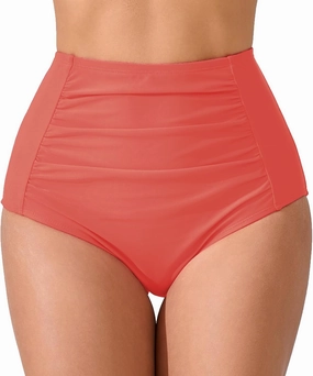 Women's High Waisted Bikini Bottoms Ruched Swim Bottoms Full Coverage Tankini Swimsuits Bottoms