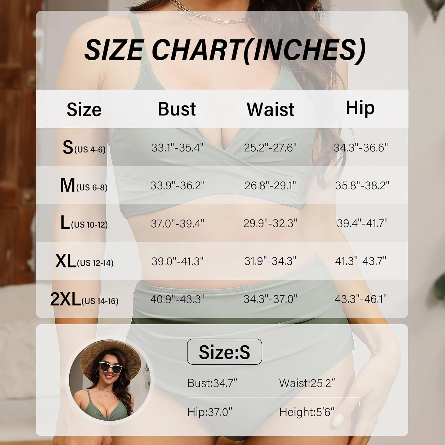 Women's High Waisted Bikini Set Push Up V Neck Ruched Bottom Stylish Two Piece Swimsuit Bathing Suit
